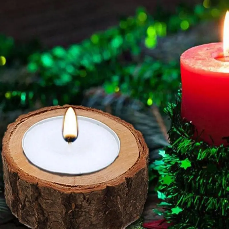 Wooden Stump Holder Rustic Candlestick Tealight Table Decoration Dropship