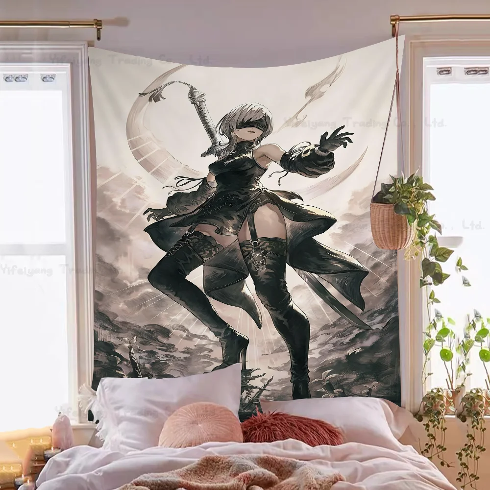 Nier Japanese Anime Printed Large Wall Tapestry Hanging Tarot Hippie Wall Rugs Dorm Cheap Hippie Wall Hanging