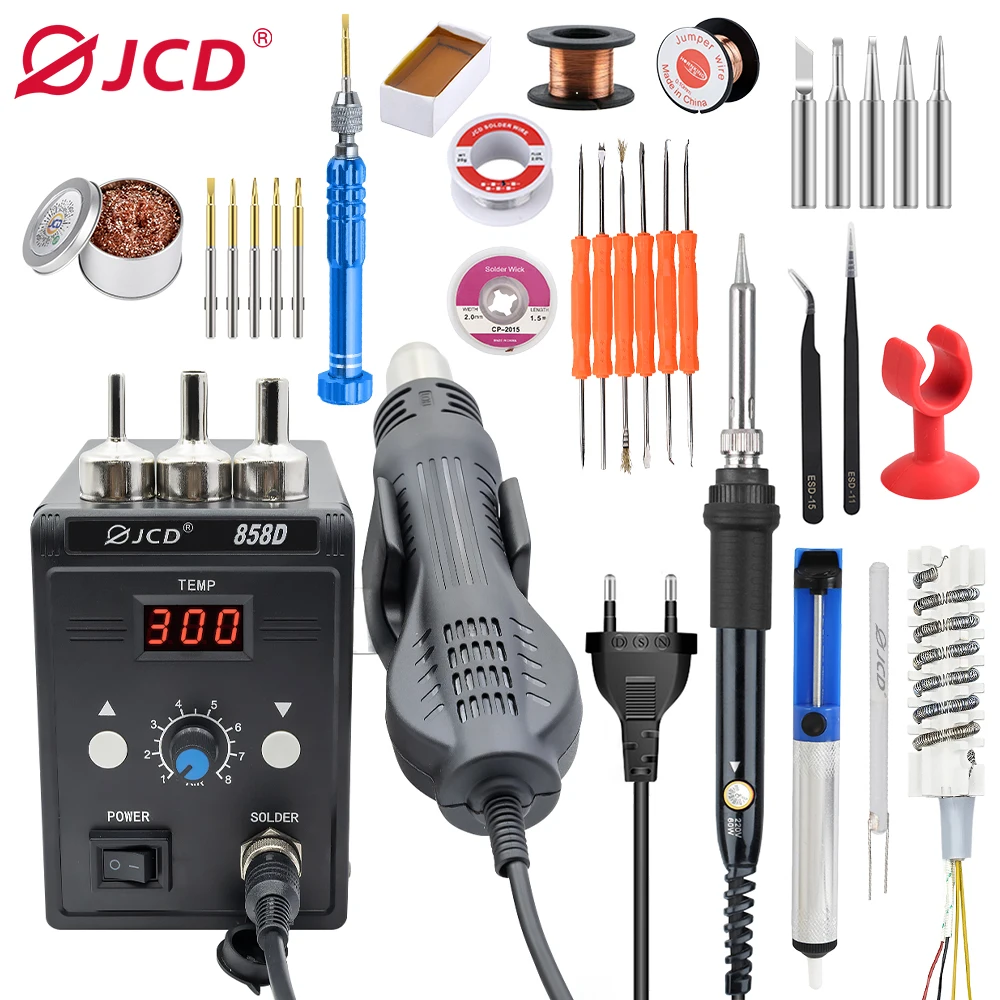 JCD 858D Hot Air Gun Station Set, BGA Retrabalho Estação de solda, solda brasagem SMD Soldagem Repair Tool, 700W