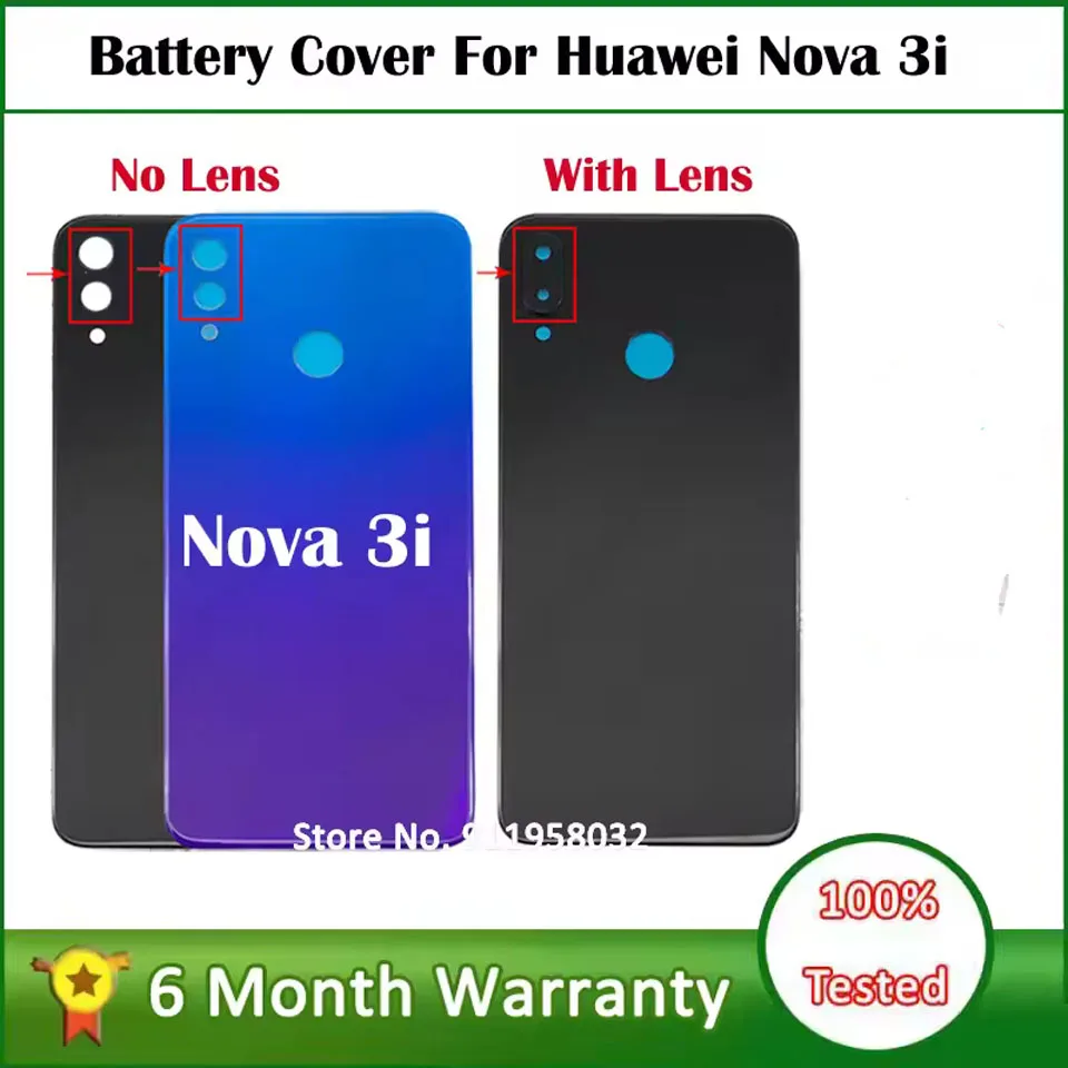 

For Nova3i Back Battery Glass Cover Panel Rear Door Case For Huawei Nova 3i Back Cover Housing With Camera Lens