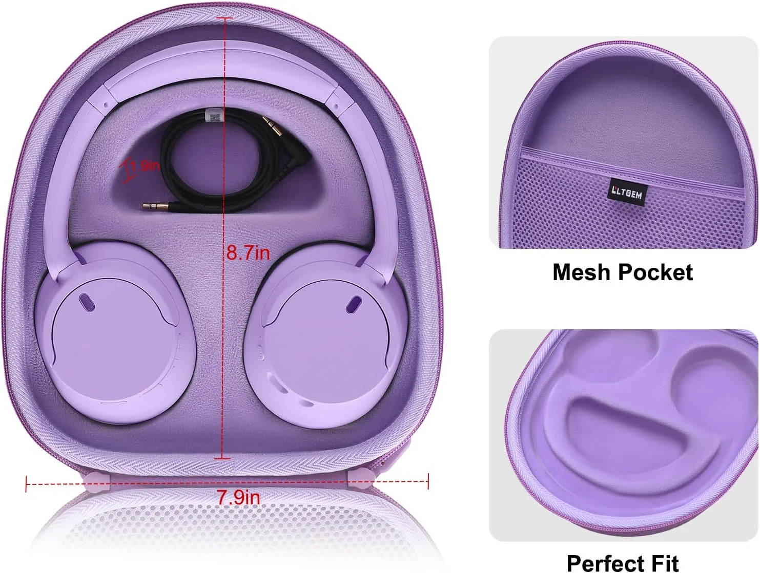 LTGEM Case Compatible with Sony WH-CH720N / WH-CH520 / WHCH710N / WH-CH510 Noise Canceling Headphones Over The Ear Headset,White view 4