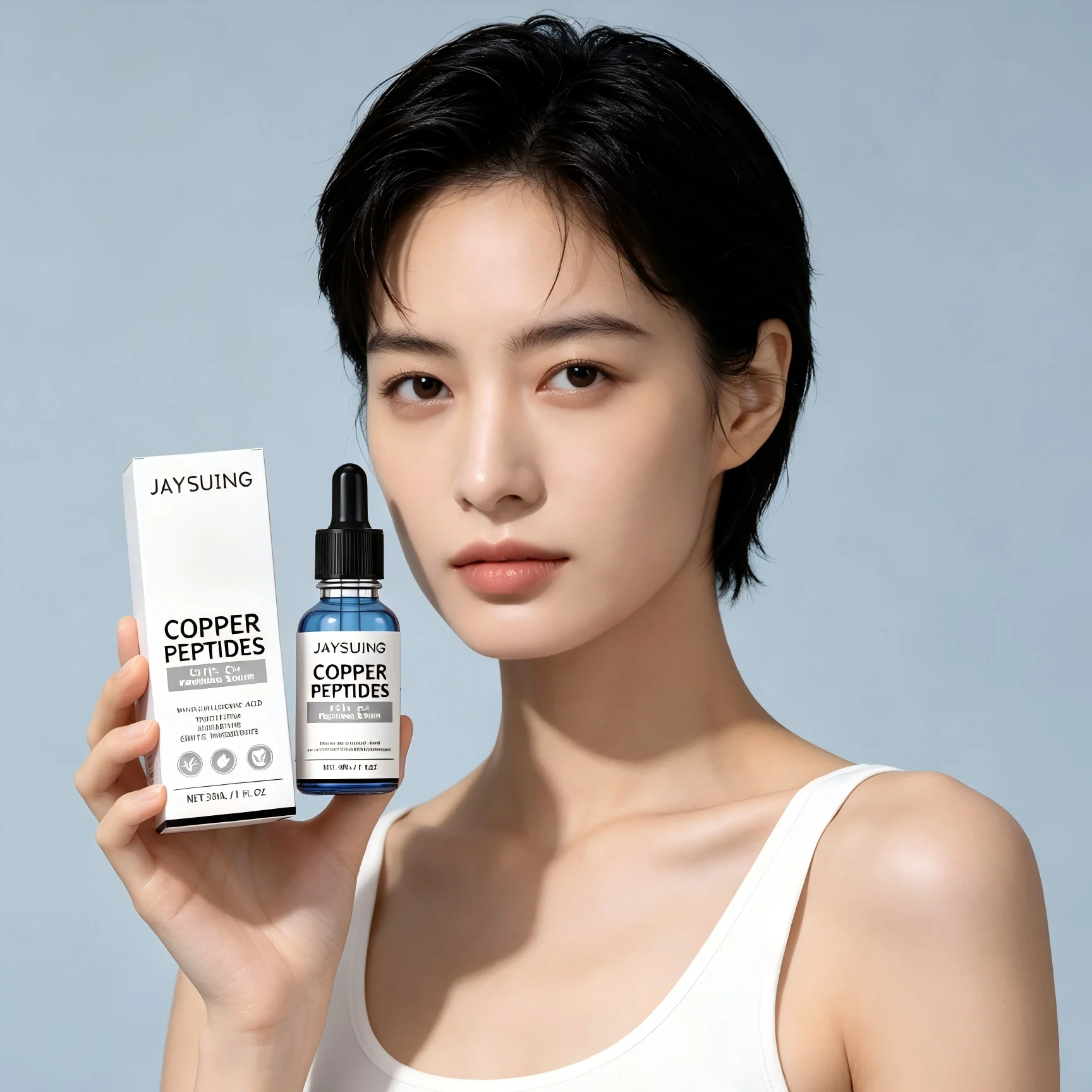 Jaysuing GHK CU Copper Peptide Serum Wrinkle Reduction Deep Hydration Face Firm Skin Tightening Hyaluronic Acid Facial Serum