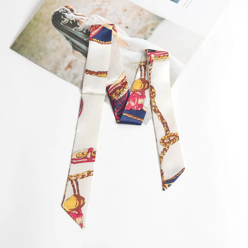 16 Farben bedruckter Blumenschal für Damen – schmales, glattes Band als Stirnband, Halstuch, Taschenband, Haargummi, Gürtel und Accessoires – Detail 19