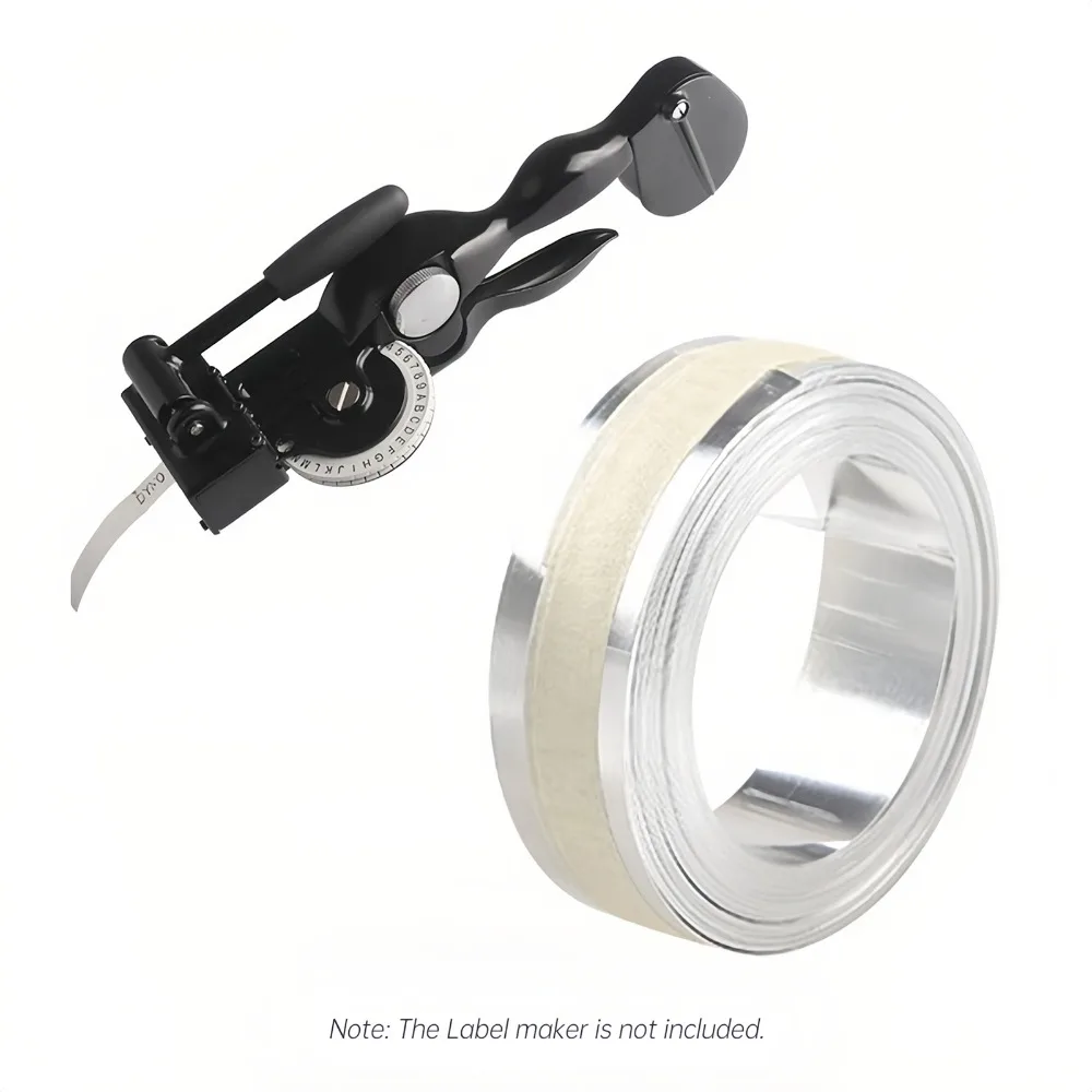 Aluminum Embossing Label Tape Non Adhesive 12mm Width Manual Embossing Tape Practical Embossing Aluminum Embossing Tape