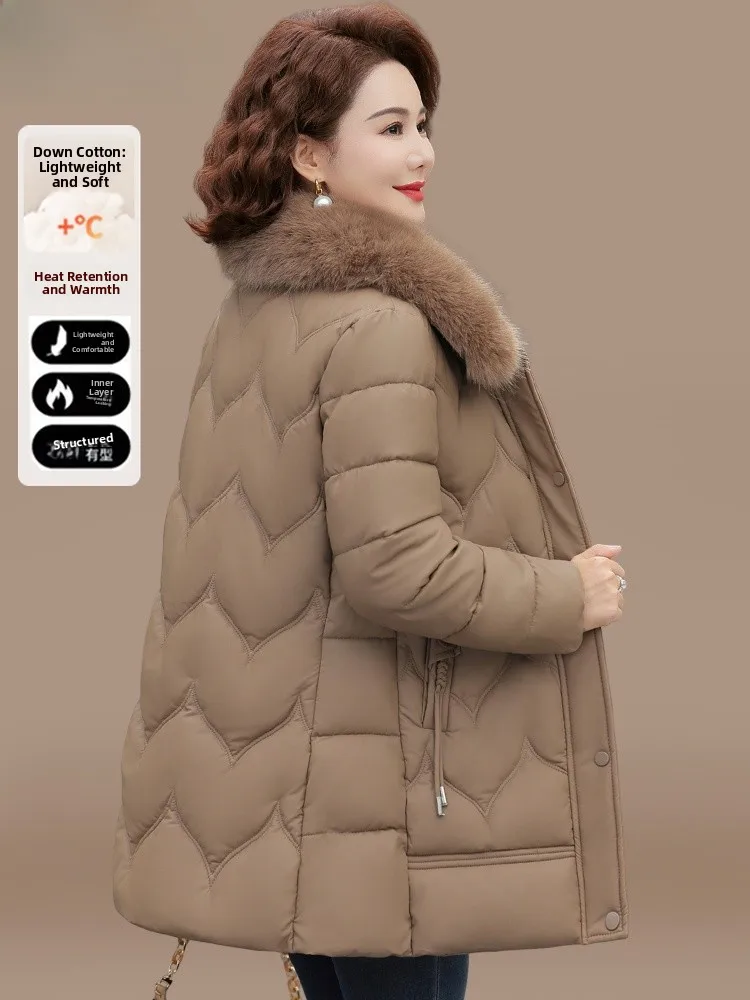 

Sli down Cotton Jaet Women's Faionable Winter Coat No Wa Middle-Aged And ly Warm Thiened Zipper Cardigan