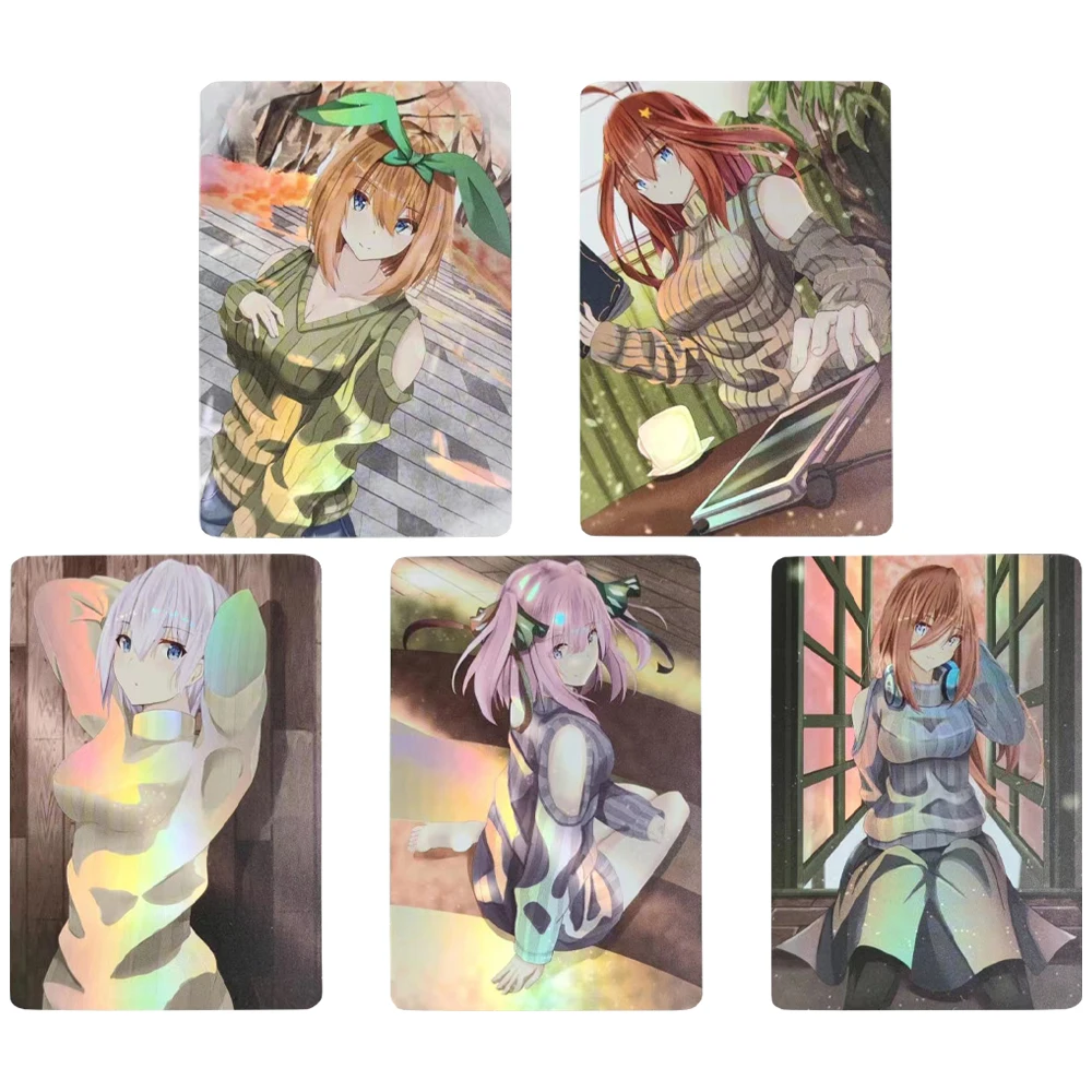 

5Pcs/set The Quintessential Quintuplets Flash Card Nakano Miku Nino Yotsuba Itsuki Sweater series Classic Anime Collection Cards