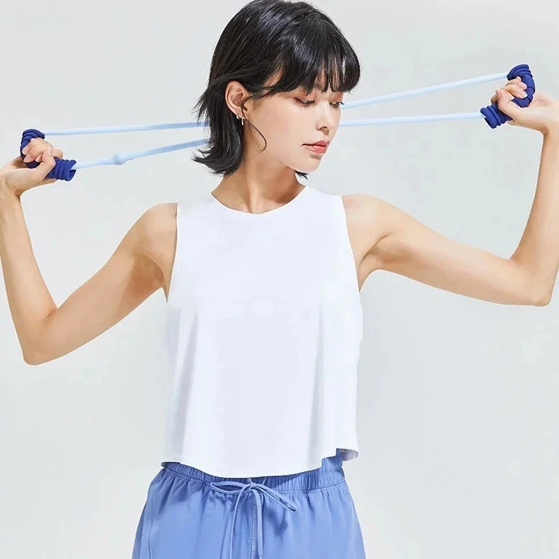 女性用ヨガウェア スウェットクロス バルフィット スポーツウェア ルーズカバーアップベスト ピュアデザイア ホローアウトデザイン