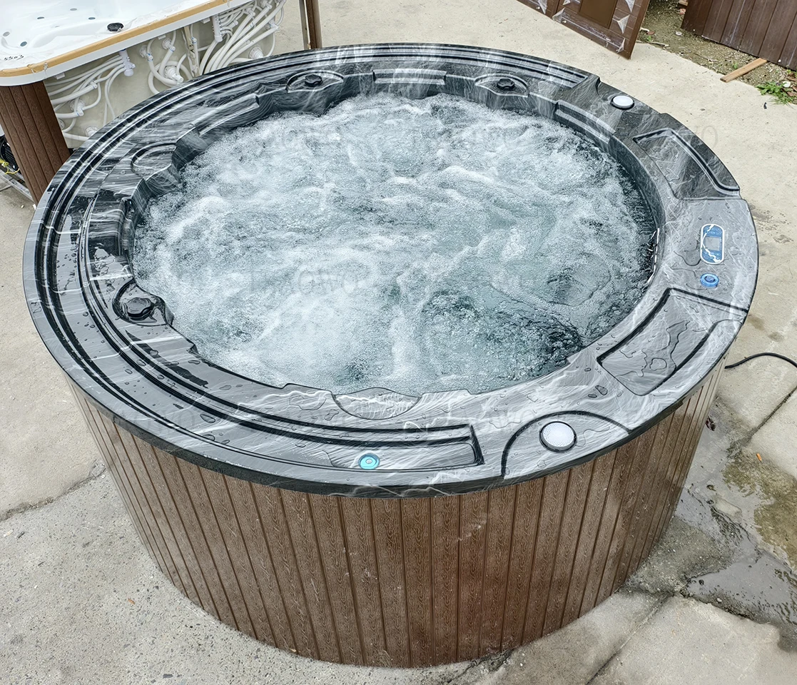 Jakuzzi With Tv Round Shape 6 Persons Outdoor Spa Premium Hot Tub Spa Outdoor With Stereo Prefab Swimming Pool