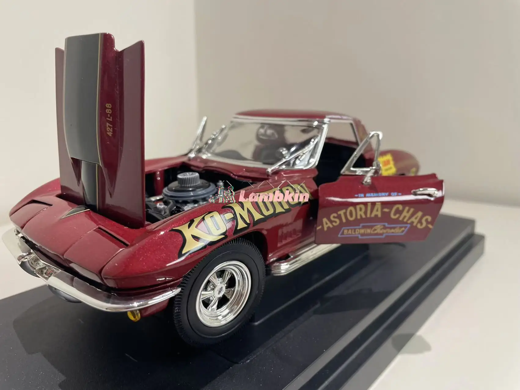 Nueva llegada American Muscle 1:18 1967 BALDWIN MOTION KO-MOTION COBVETE modelo de coche que se puede abrir regalo coleccionable aleación Diecast