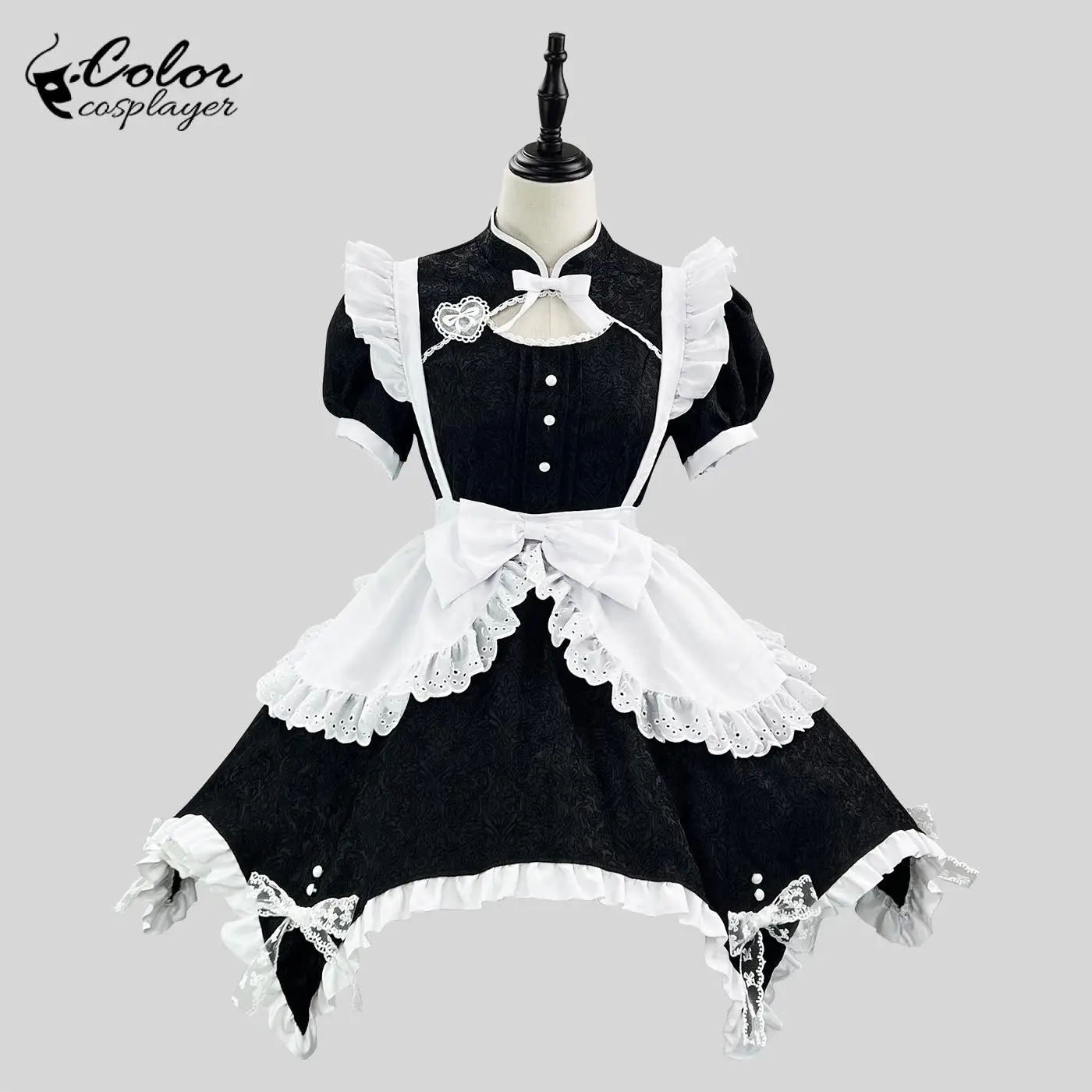 Color Cosplayer Black Lolita Dress Suit Vintage Maid Cosplay Costume Chinese Style Lolita Dress Retro Lace Bow Gown Women Outfit