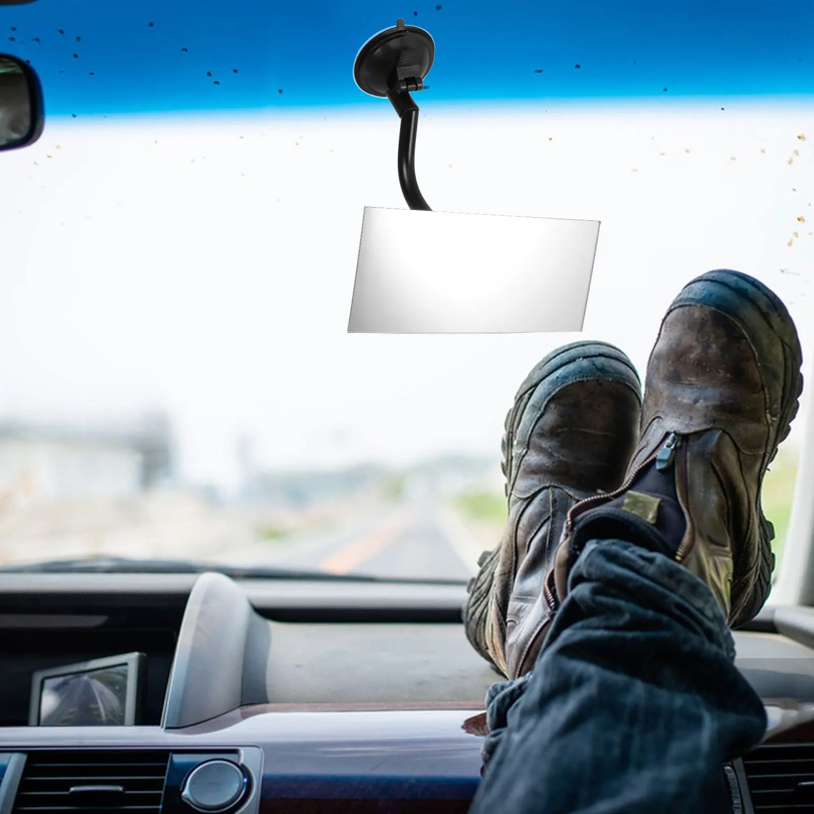 

Car Rearview Mirror Rectangle Wide Angle Large View Reflective Anti-Glare Mirror Suitable for All Cars Blind Spot Driving
