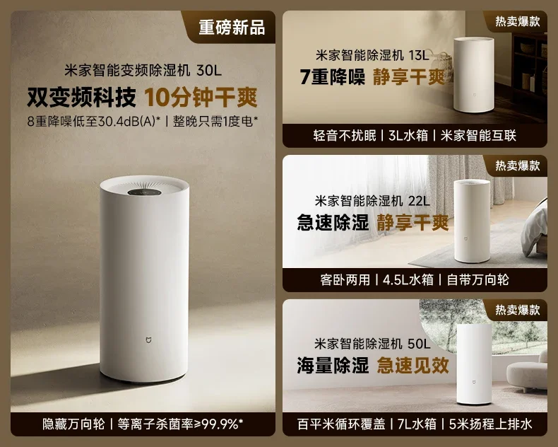 Mijia dehumidifier 13L household living room dehumidifier dehumidification dryer bedroom smart dehumidifier