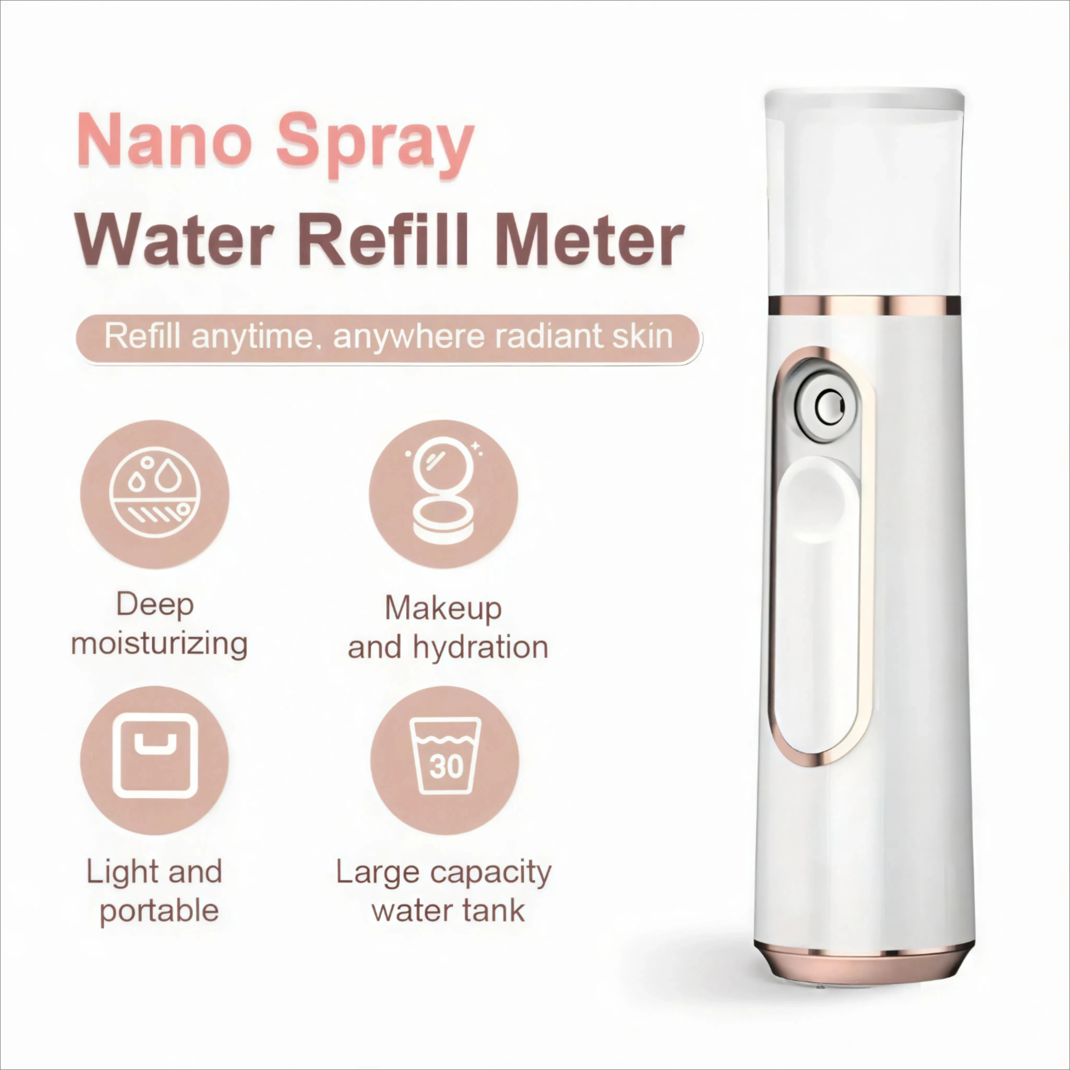 New Beauty Salon Mist Sprayer Face Humidifier Handheld Portable Air Purifier 30ml USB Atomizer Essential Aromatherapy