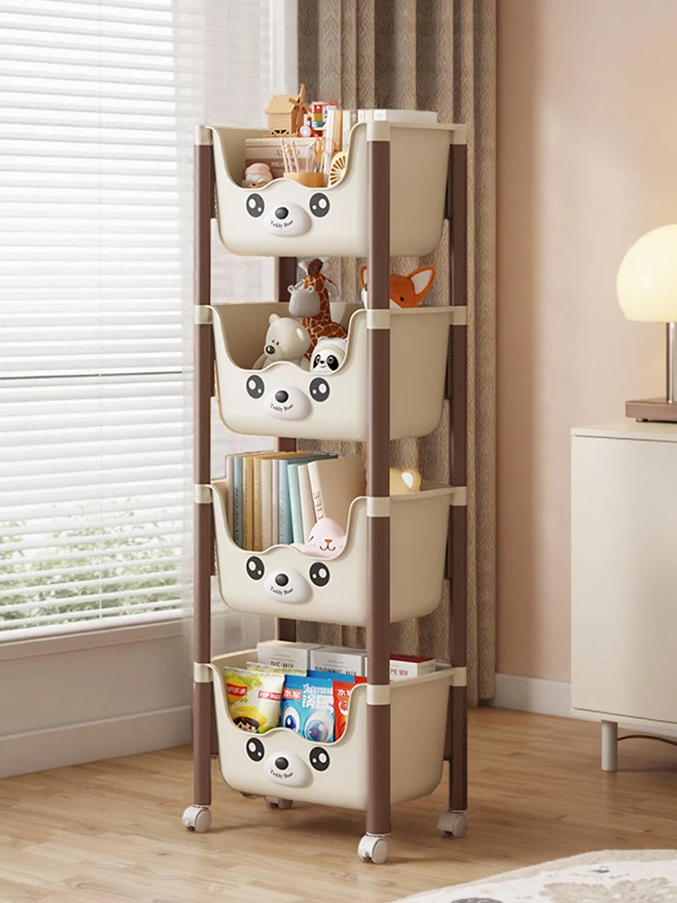 mobile-multi-layer-storage-rack-cute-style-plastic-material-for-bedroom-and-living-room-organization-toy-baby-food-book-toy