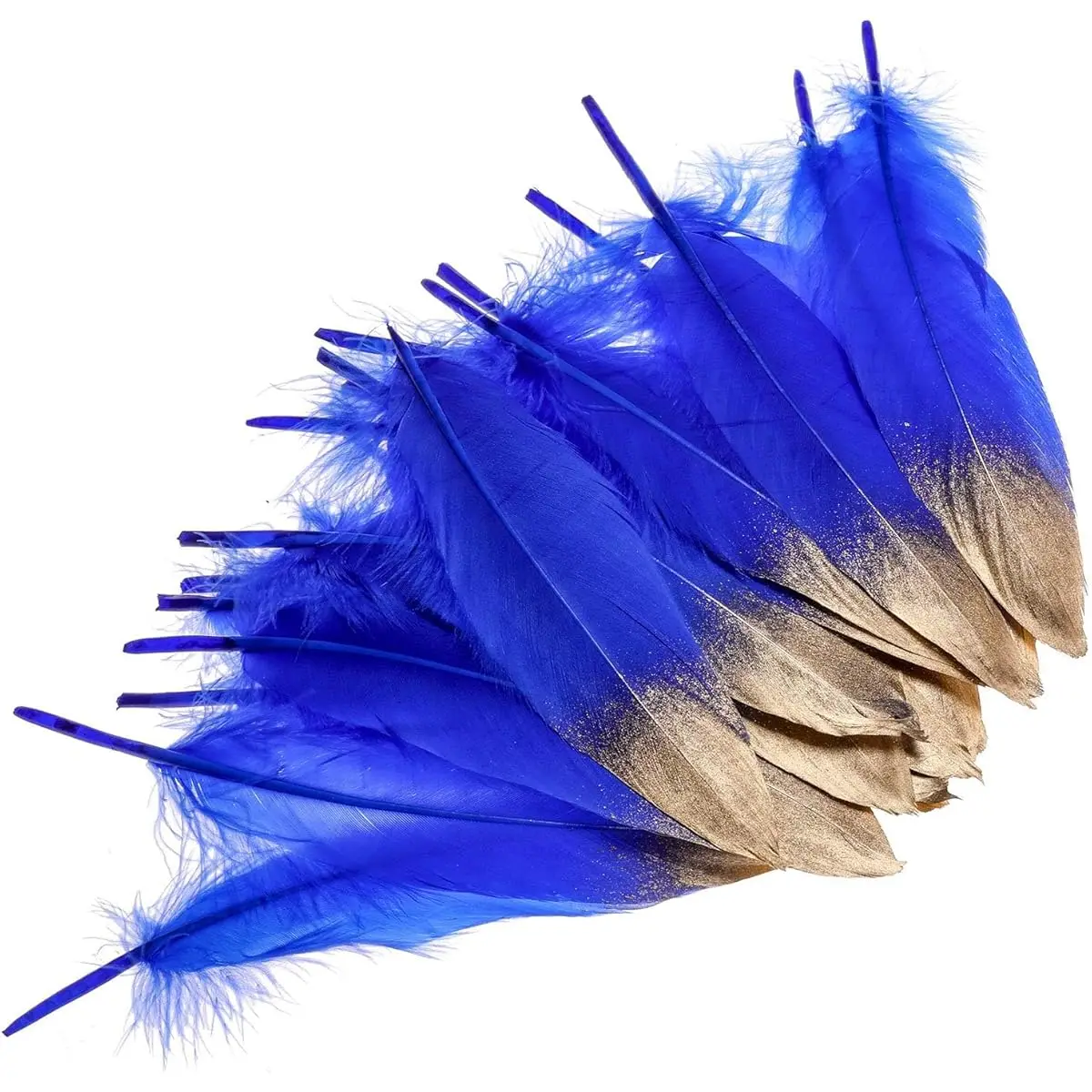 

10Pcs Natural Blue Gold Goose Feathers Plumes for DIY Craft Jewelry Making Wedding Party Hair Decoration Handicraft Accessories