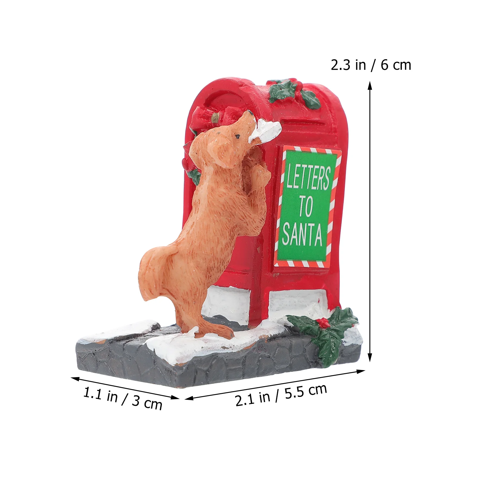 12PCS Red Dog Christmas Decorations Miniature Santa's Mailbox Snow Scene naments Resin Craft for Dessert Table Xmas for Kids