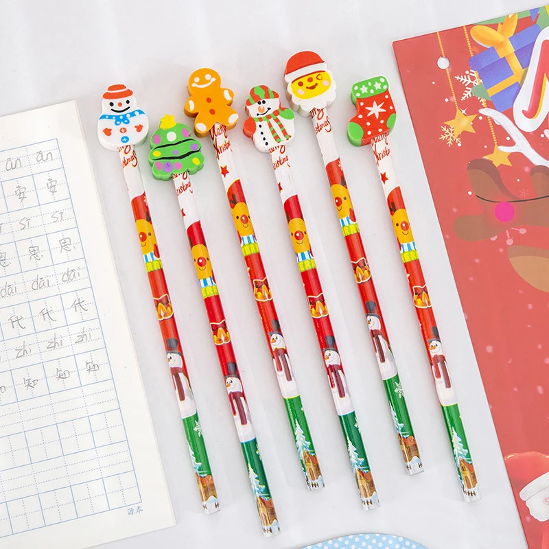 Natal Papelaria Set for Kids, Lápis Eraser, Escola e Escritório Escrita Suprimentos, Presente, 3pcs por conjunto