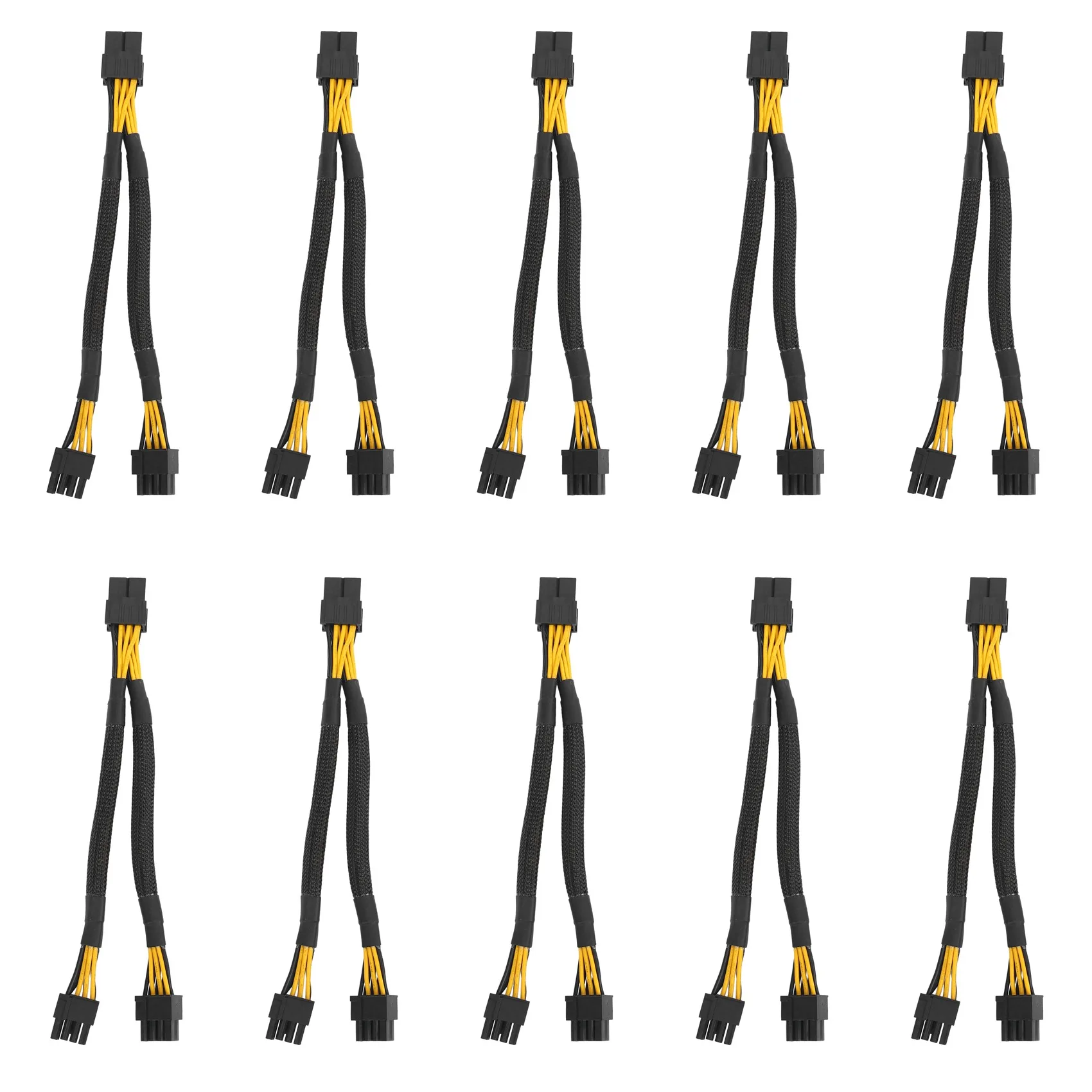 ABRI-10PC GPU Pcie 8 Pin Female To Dual 2X 8 Pin (6+2) Male PCI Express Power Adapter Braided Y-Splitter Extension Cable,20Cm