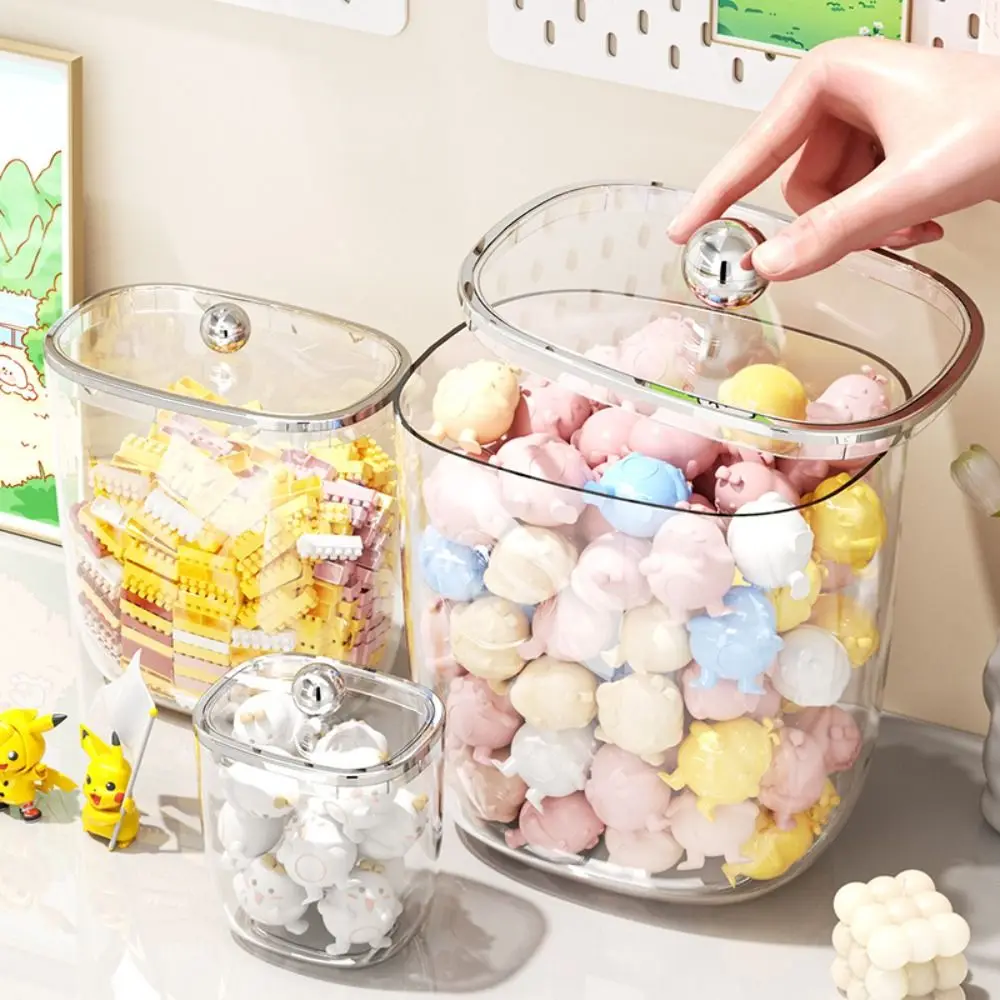 

Transparent Toy Storage Jar Cute Grain Storage Cans Home Storage Building Block Storage Box Plastic Finishing Sealed Can