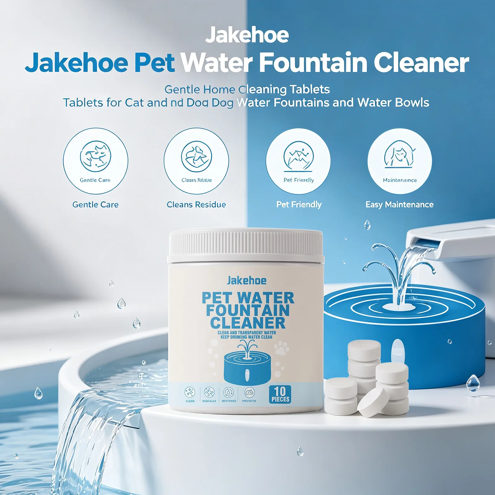 Pet Water Fountain Cleaning Tablet Remove Limescale & Dirt Residue Reduce Odor Improve Water Quality Dog Water Dispenser Cleaner