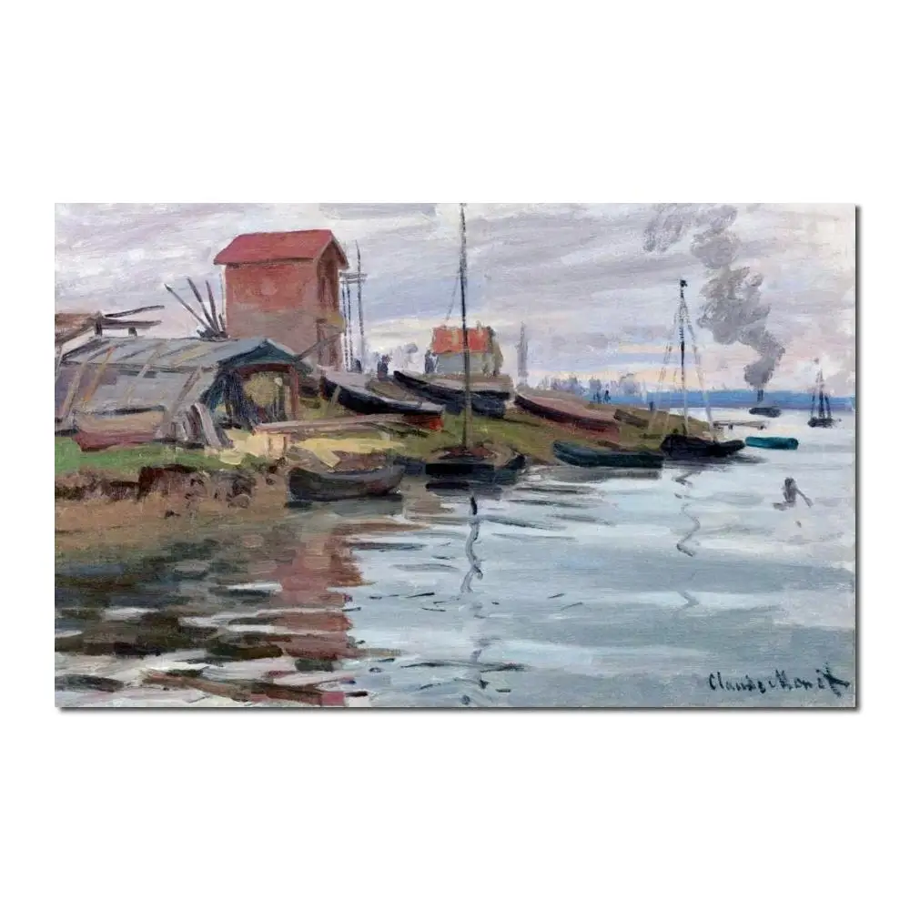 

Landscapes art The Seine at Petit-Gennevilliers by Claude Monet oil paintings canvas High quality hand-painted