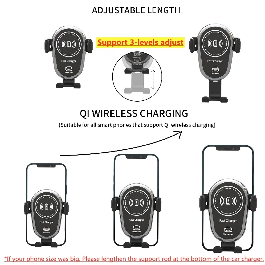 Car Wireless Charger Car Mount Phone Holder Stand For iPhone 14 13 12 Samsung S22 S21 Xiaomi Induction Fast Charging Station