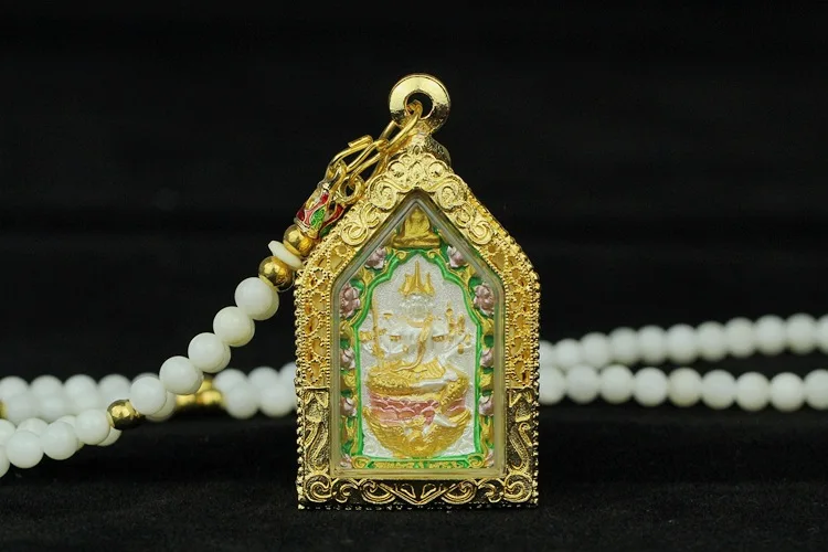 GOOD Asia Thailand temple God of wealth four-faced Buddha figure Pendant Effective Amulet Bring luck Recruit