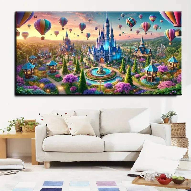 

New Arrivals Large 5D Diamond Painting Ballon Castle Landscape 5d Diamond Mosaic Rhinestone Pictures Home Decoration Craft Kit