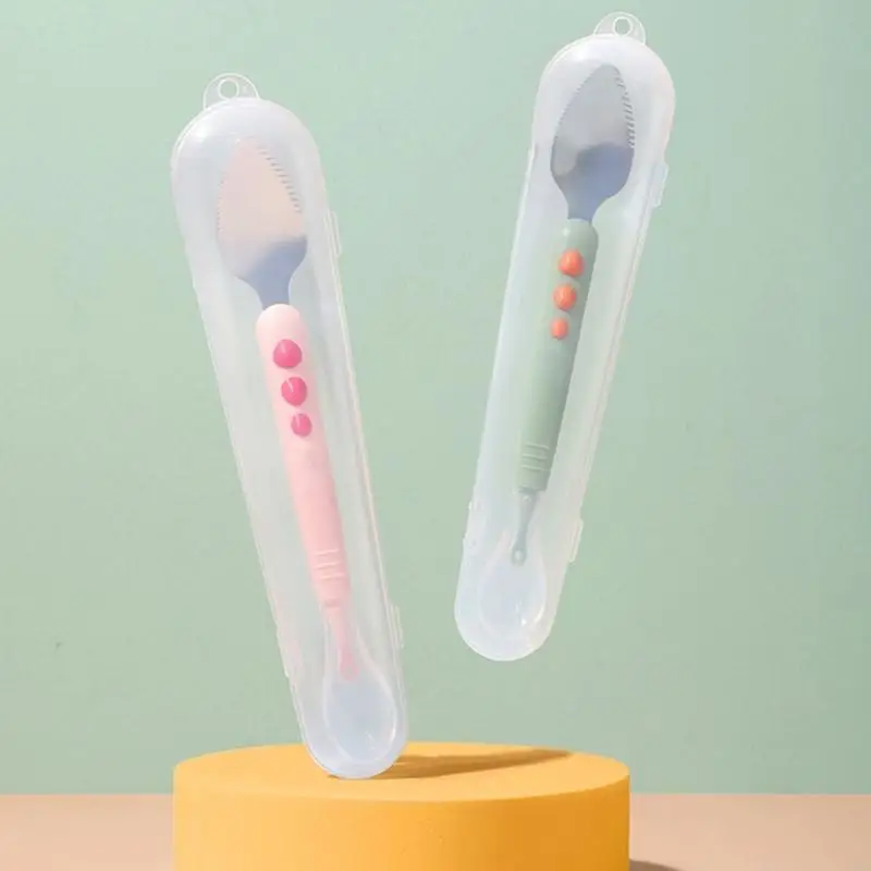 Double Head Baby Silicone Spoon Portable Scraping Mud Spoon Baby Led Weaning Supplies Workmanship Design Durable L8RB