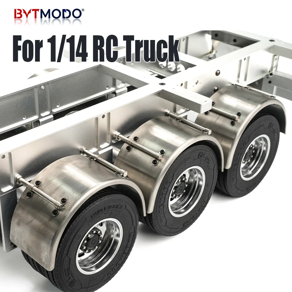 Smooth Stainless Steel Rear Fender Mudguard Wheel Arch Cover for 1/14 Tamiya RC Tractor Semi Trailer DIY Upgrade Parts