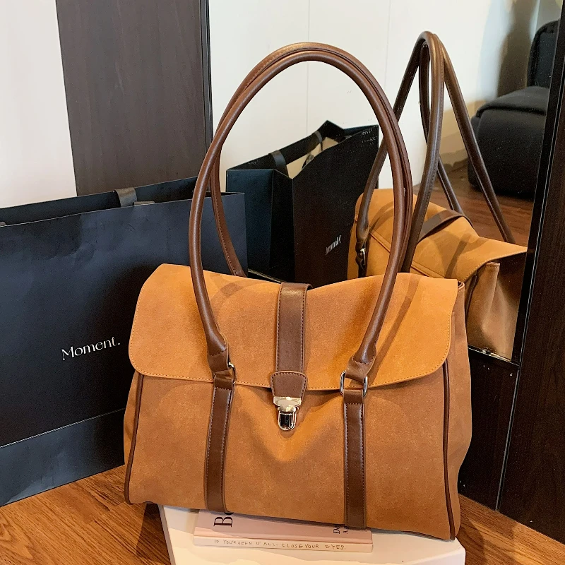 

New Suede Shopping Shoulder Bags for Women Light Luxury Handle Bag Office Texture Simple and Versatile Commuter Messenger Bags