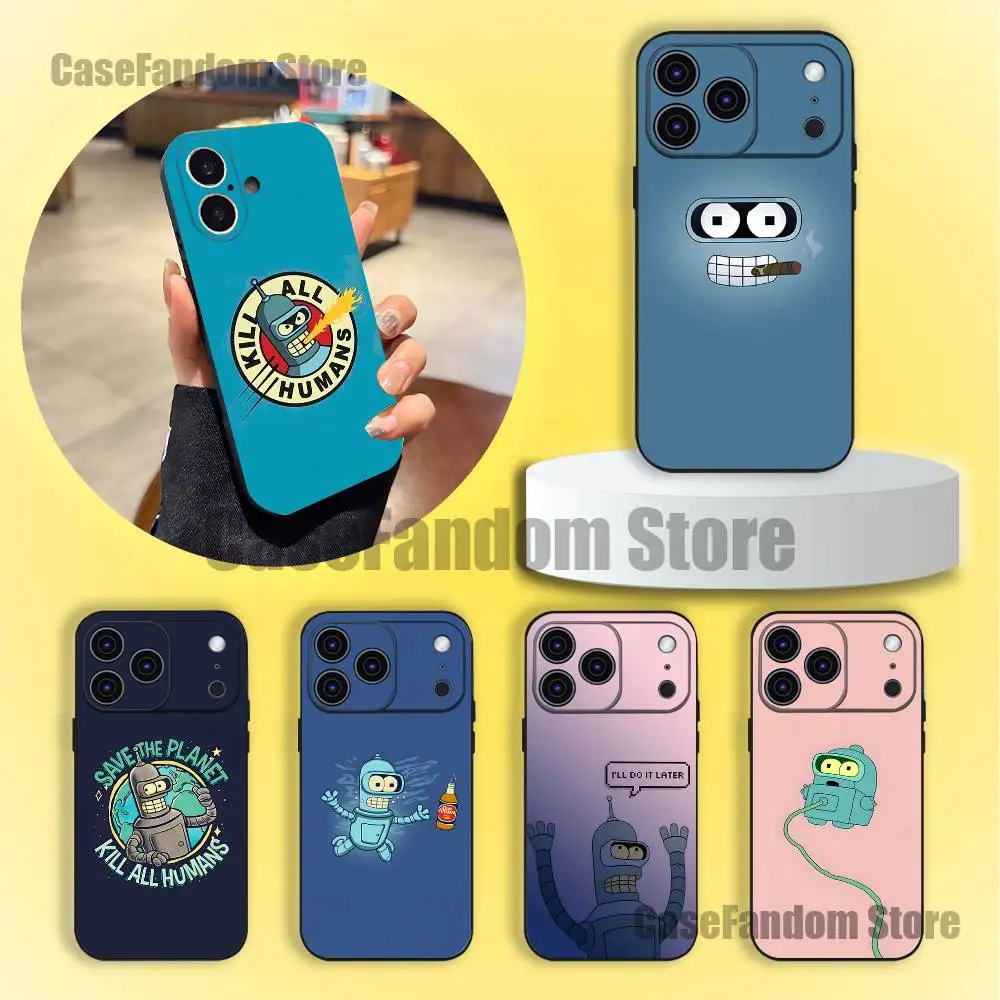 

F-Futurama Anime B-Bender For iPhone 17,16,15,14,13,12,11,Pro,Max,Plus Black Soft Cover Phone Case