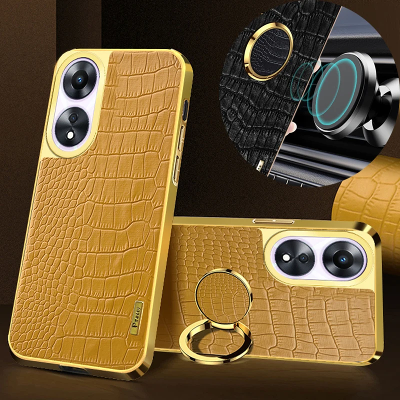 

Для OPPO F27 F23 F25 F21S Pro 4G 5G Мягкий чехол из крокодиловой искусственной кожи Противоударный магнитный держатель кольца Силиконовый чехол Чехлы для телефонов