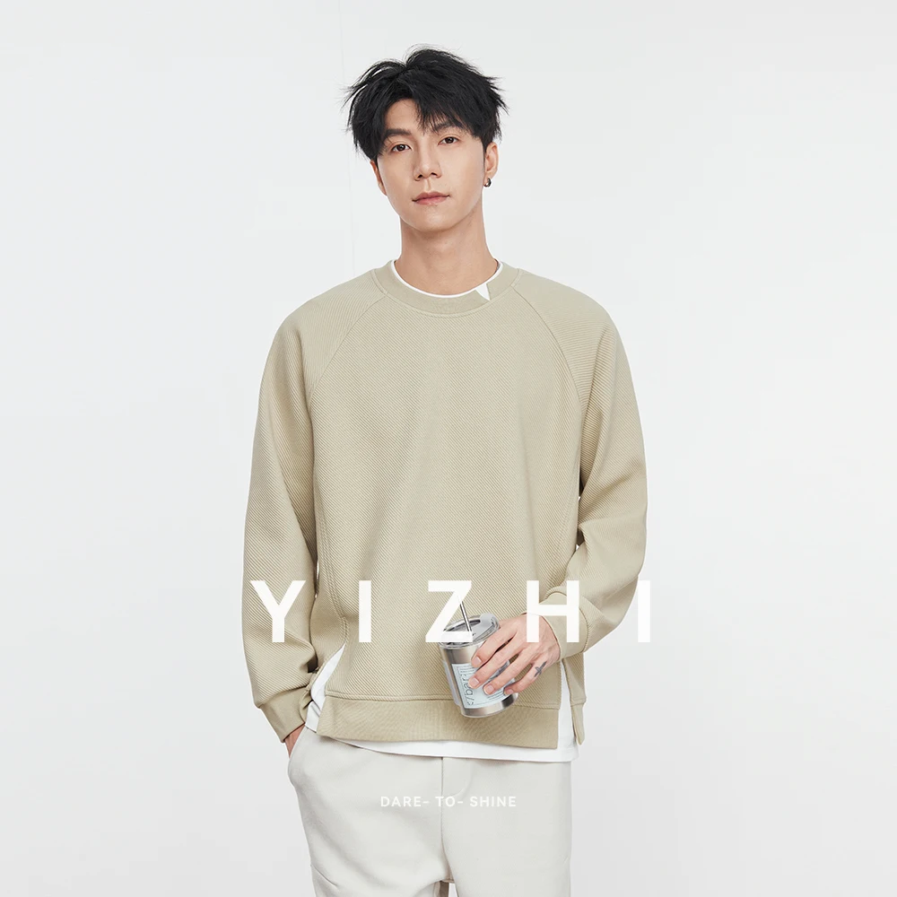 

Fashion Men's Fake Two-piece Round Neck Heavy Sweatshirt 2025 Autumn And Winter New Bottom Shirt Underwear Top Men's Pullover