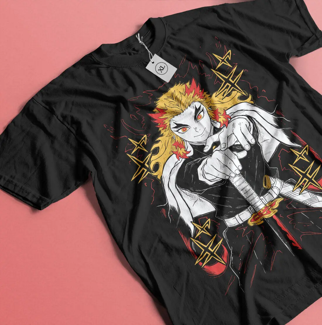 Kyojuro Rengoku T-Shirt Slayer Demon Vintage Anime Manga Horror Gift Shirt cotton shirt