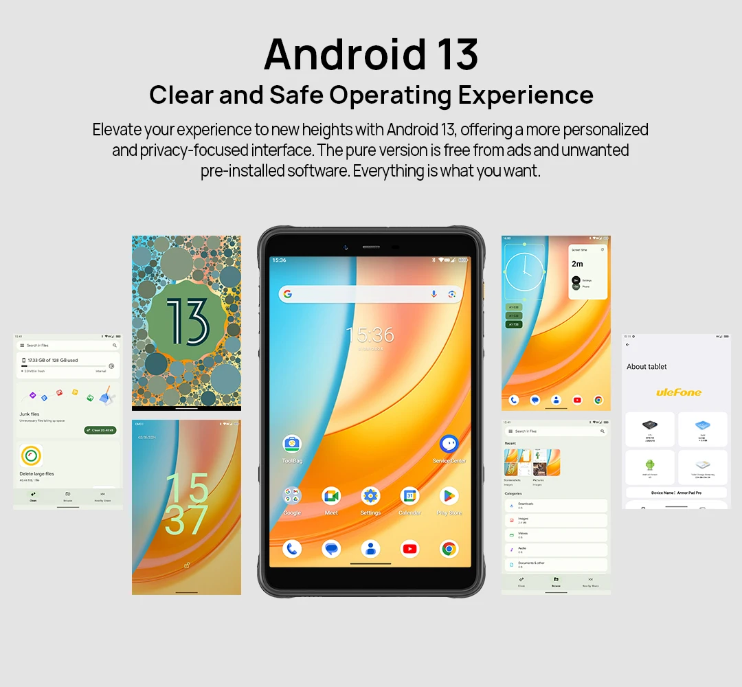 Ulefone Armor Pad Pro Rugged Tablet IP68/IP69K 4G MT8788 16GB RAM(8GB+8GB Virtual RAM) 128GB ROM 48MP 7650mAh Android 13