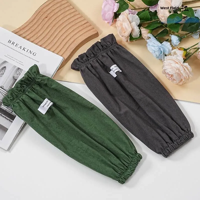 Linen Sleeve Covers for Women's Work Studio Wear Resistant Drawing Calligraphy Milk Tea Shop Men's Home Use Sleeve Covers