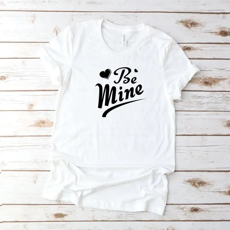 

Футболка Be Mine на День святого Валентина, одинаковые пары с любовью, милая пара на День святого Валентина для медового месяца