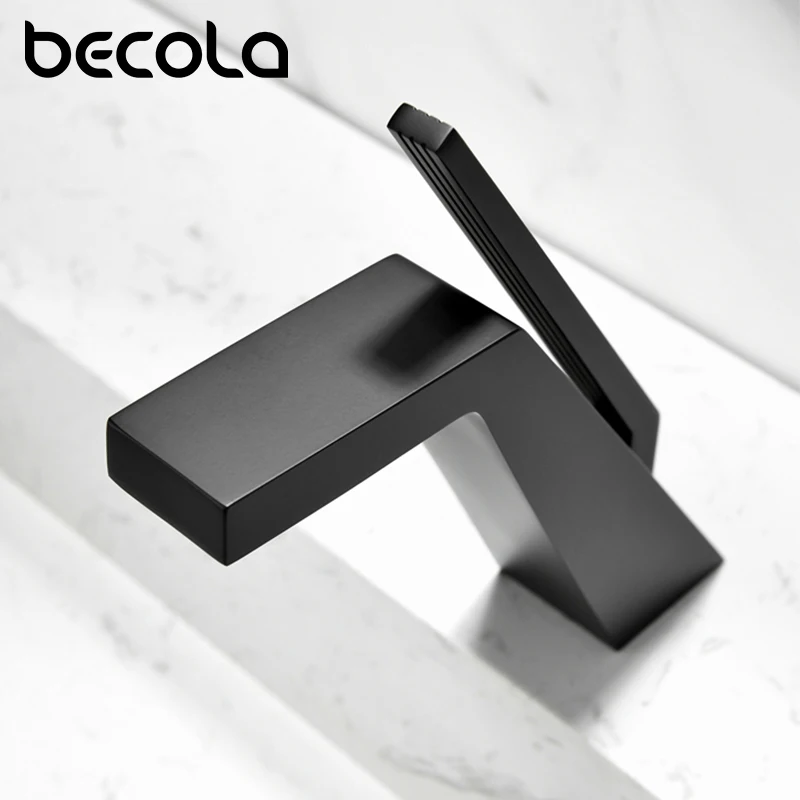 Becola bateria umywalkowa czarny/chrom twarz pojedynczy uchwyt Deck Mounted baterie zlewozmywakowe mieszacz gorącej i zimnej wody do łazienki baterie dźwigu