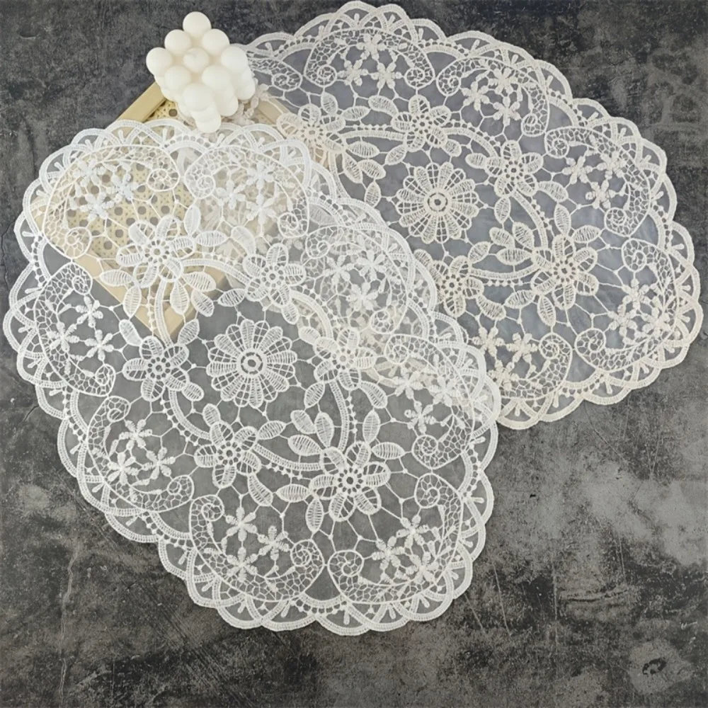 Vintage 30*45cm Lace Table Mat Flower Embroidery Embroidered Dining Table Cover Napkin Placemat Lace Table Cloth for Coffee Cup