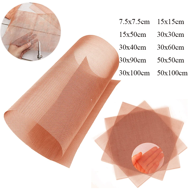 1pcs Copper Mesh 10-200 Mesh Shielding Fabric Filter Copper Screen Dry Sift Screens Signal Screen Net metal screen copper