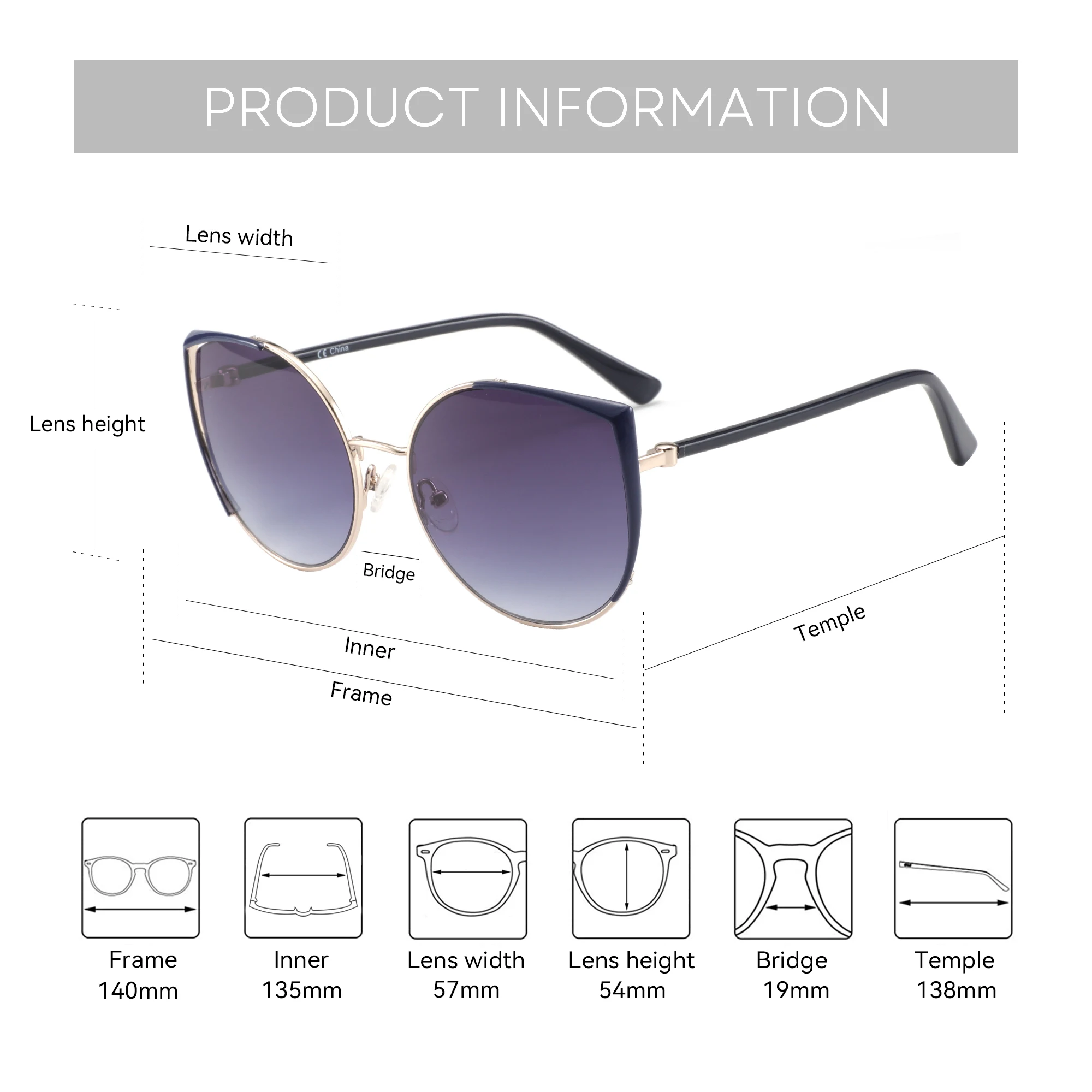 ZENOTTIC النساء أزياء القط العين النظارات الشمسية التدرج عدسة UV400 حماية الظل إطار كبير نظارات شمسية للسفر محرك التسوق #3