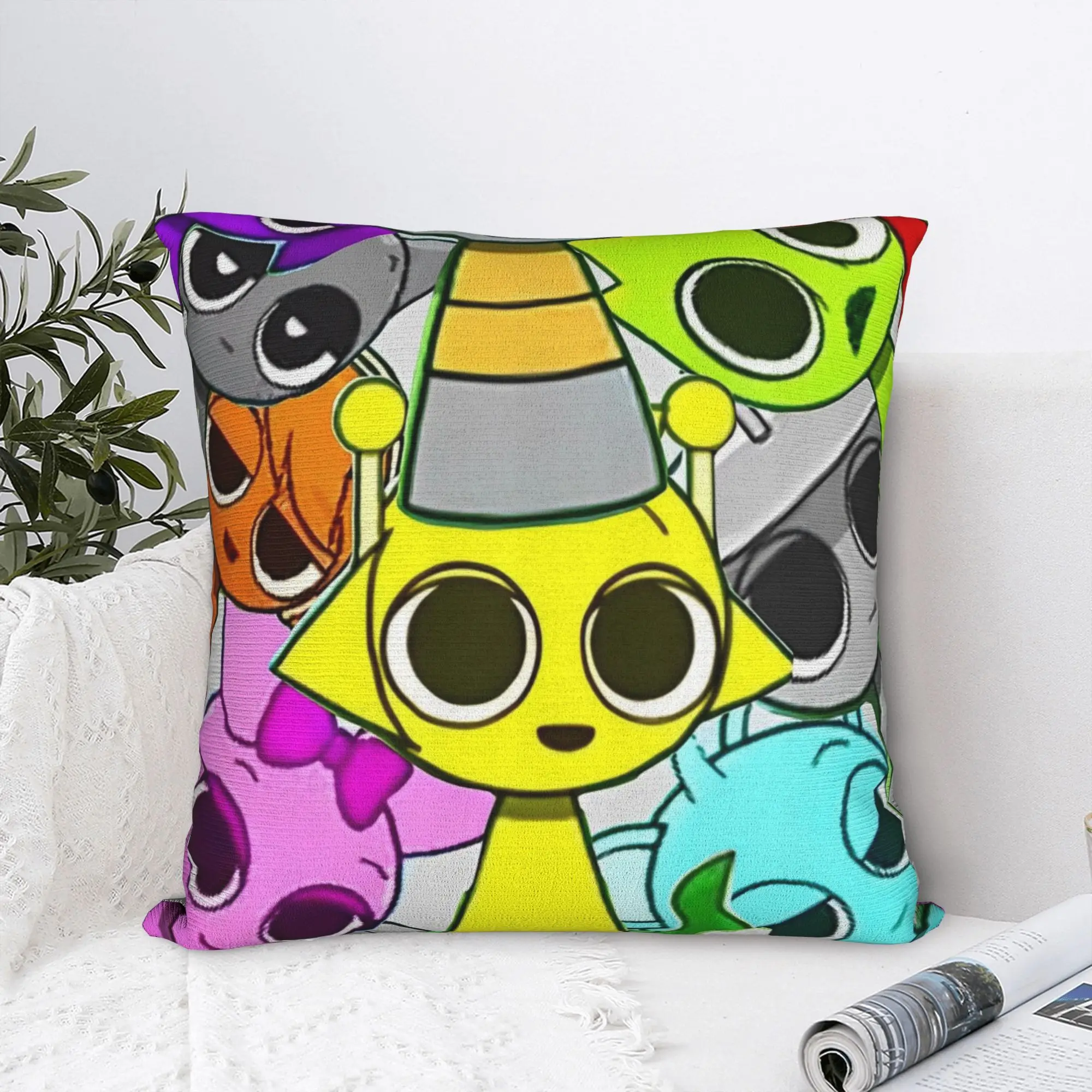 Sprunki Cartoon Games   Pillowcase Polyester Cushion Cover Gift  Throw Pillow Case Cover Home Square 40*40cm