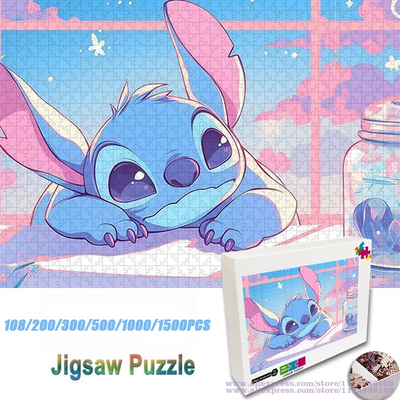 شخصيات لطيفة ليلو وستيتش لغز بانوراما 108/200/300/500/1000/1500 قطعة ألغاز الذكاء للأطفال ديكور المنزل