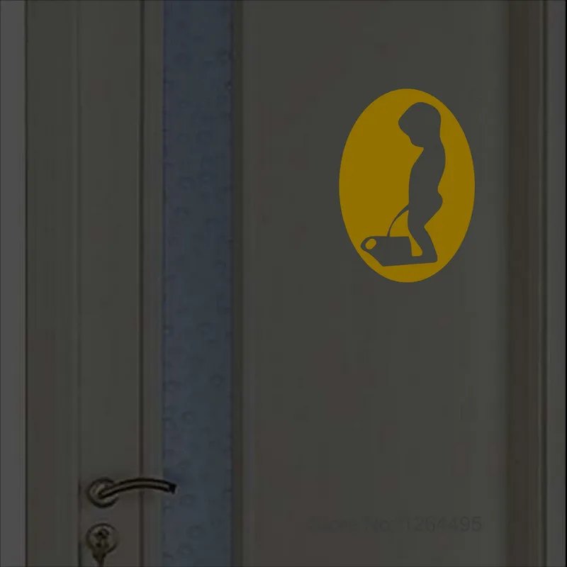 Glow in the Dark Toilet Sticker Bathroom Door Sign WC Washroom Wall Decoration Luminous Stickers Home Decor Funny Cartoon Decal