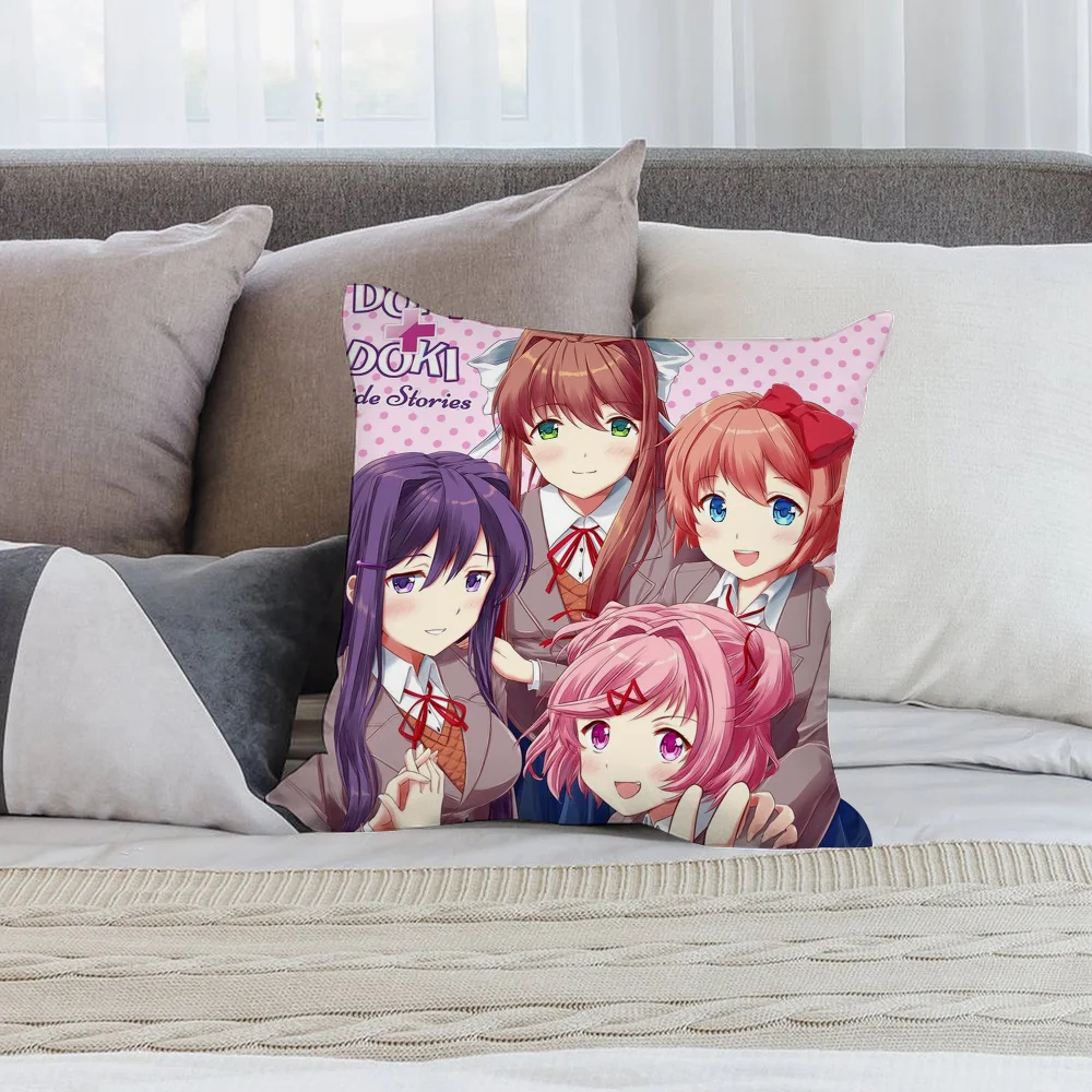 D-Doki L-Literature Club Pillow Case Short Plush Pillow Covers Sofa Decorative Gift Home Double-sided Printing Cushion Cover