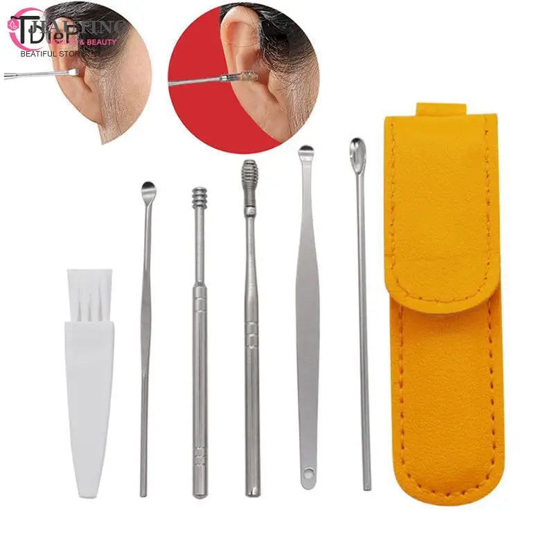 7Pcs/set Cleaning Earpick Ear Cleaner Earpick Sticks Wax Removal Tool Care Ear Cleanser Spoon Earwax Remover Curette Ear Pick