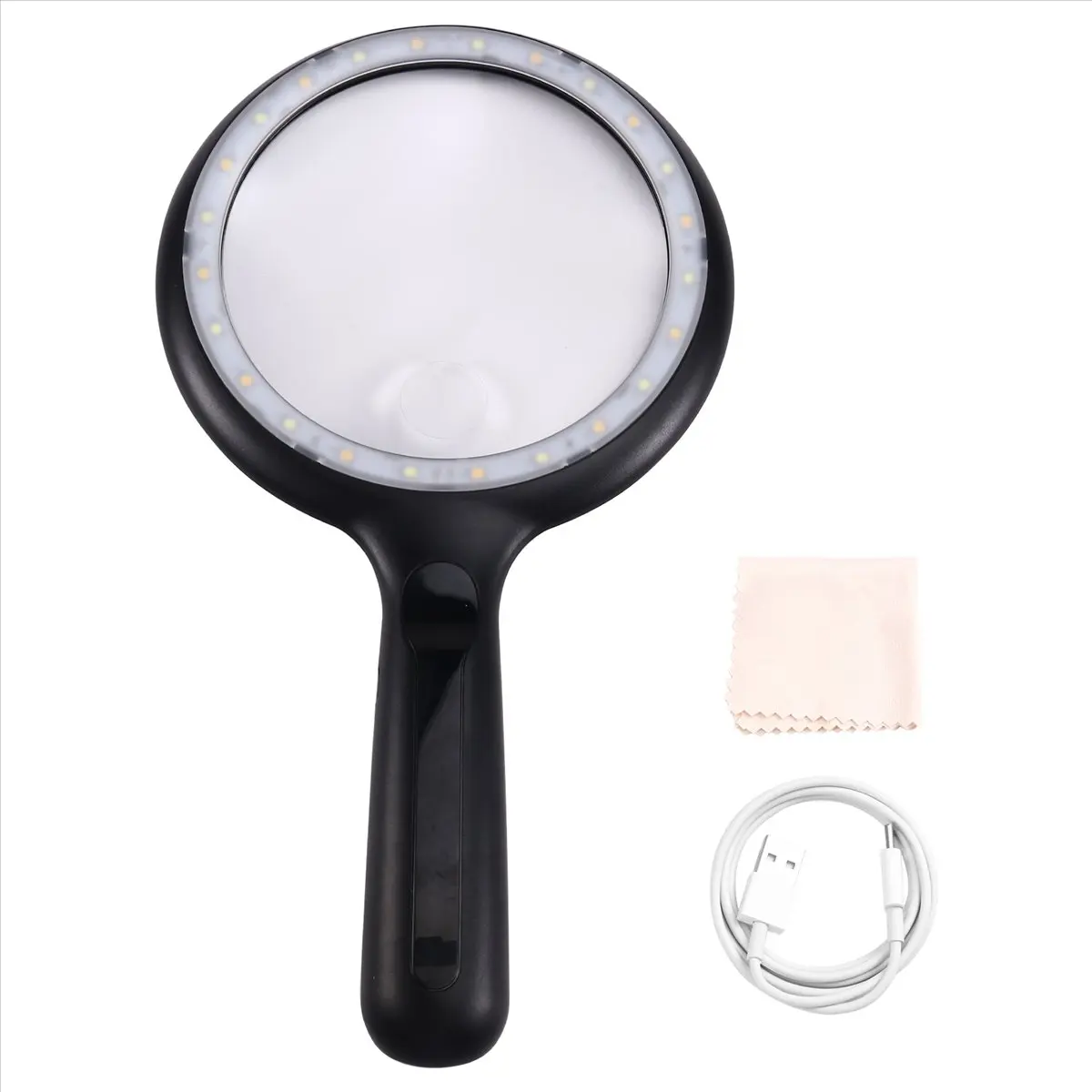 618 Mega Sale-Illuminated Handheld Magnifier Rechargeable Reading Magnifying Glasses with 24 LED Light Jewelry Repair Tool for E