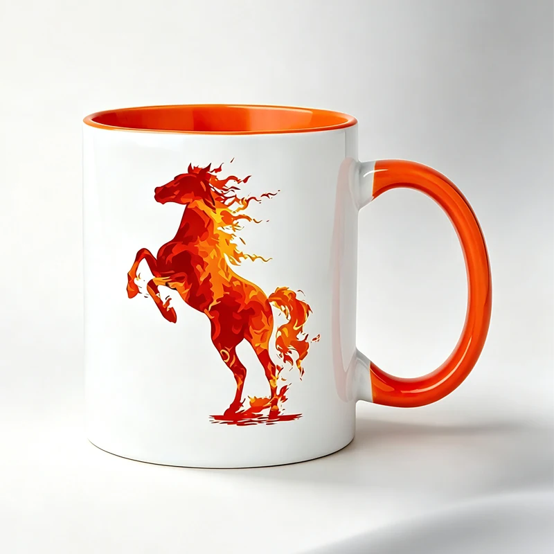 2026 Year of the Fire Horse Mug, Fiery Steed Design | Decorative 11oz Coffee Mug, Suitable for Daily Home Use and Breakfast