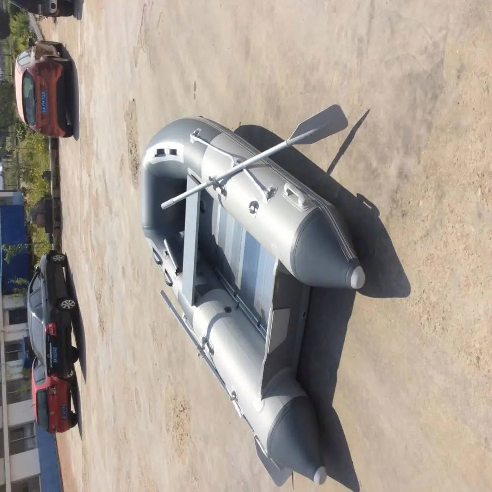 حار بيع 10Ft 4 شخص D نوع قارب صيد قابل للنفخ بولي كلوريد الفينيل 1.2 مللي متر رمادي اللون البحيرات بسعر منخفض